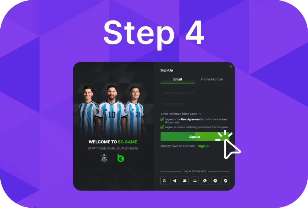 The fourth step to login BC.Game in Pakistan